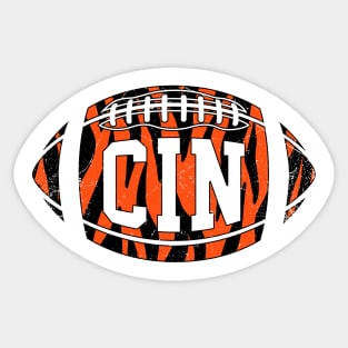 CIN Striped Retro Football - White Sticker